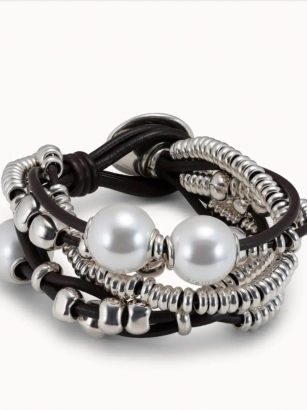 Uno de 50 Pearl Leather Bracelet | Iconic Statement Piece | Excellent Condition